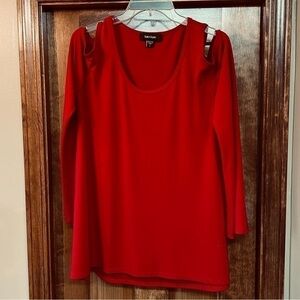 Karen Kane Women's Cold Shoulder Hi-lo Sweater Red‎ Sz L EUC
